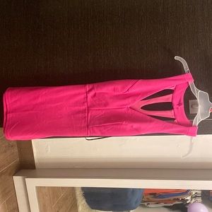 Hot pink open back mini dress
